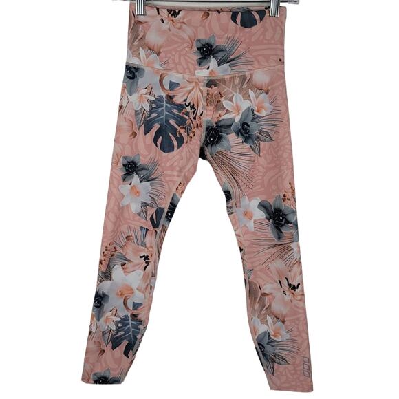 Lorna Jane Pink Leaf Floral Athletic Athleisure Women's  Leggings XS - Picture 1 of 4
